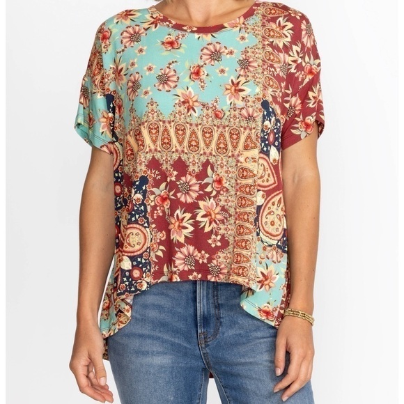 Tops - Johnny Was Thena Box Pleat Swing Tee Multi Color Size L